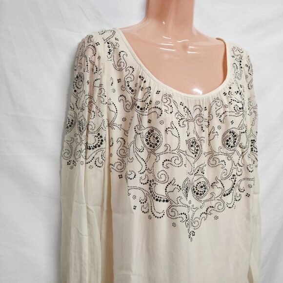 St. John Beaded 100% Silk Lined Top Blouse Women Size 14 Ivory - Picture 3 of 14